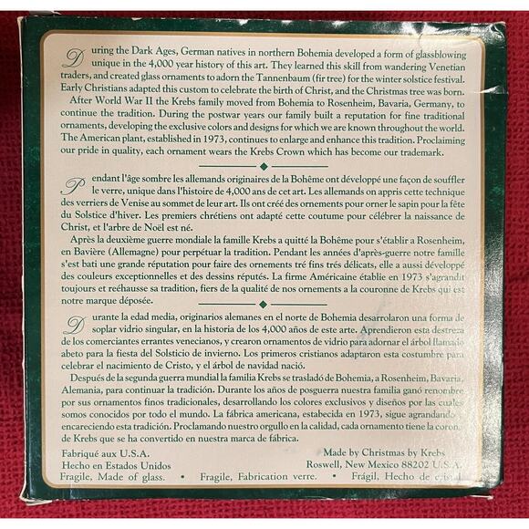 Vintage Christmas by Krebs Gold Teardrop Flower Set of 4 Glass Ornaments - Picture 4 of 4